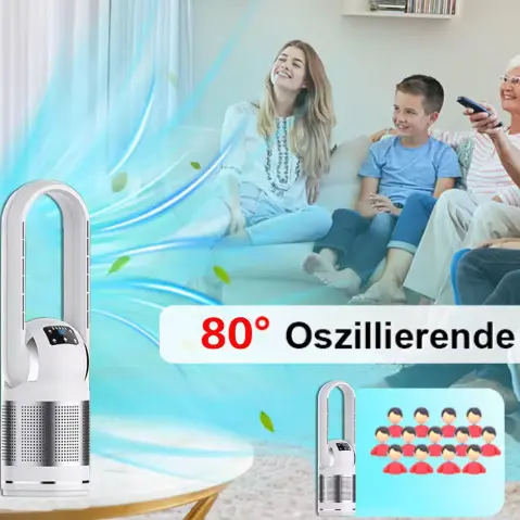 Multifunkční čistička vzduchu s HEPA filtrem pro inteligentní domácnost s bezlopatkovým ohřívačem a ventilátorem chladiče
